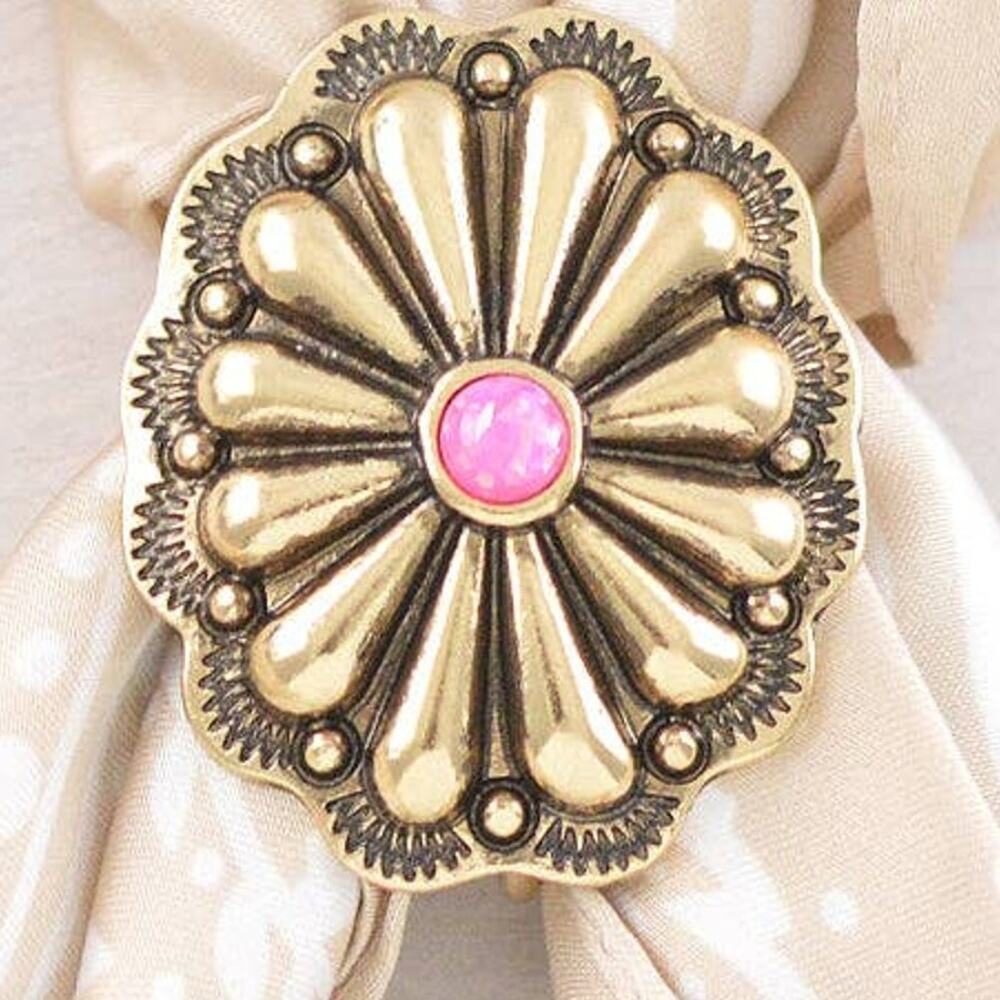 Western Concho Scarf Slide | Gold | 1.75" x 1.5"